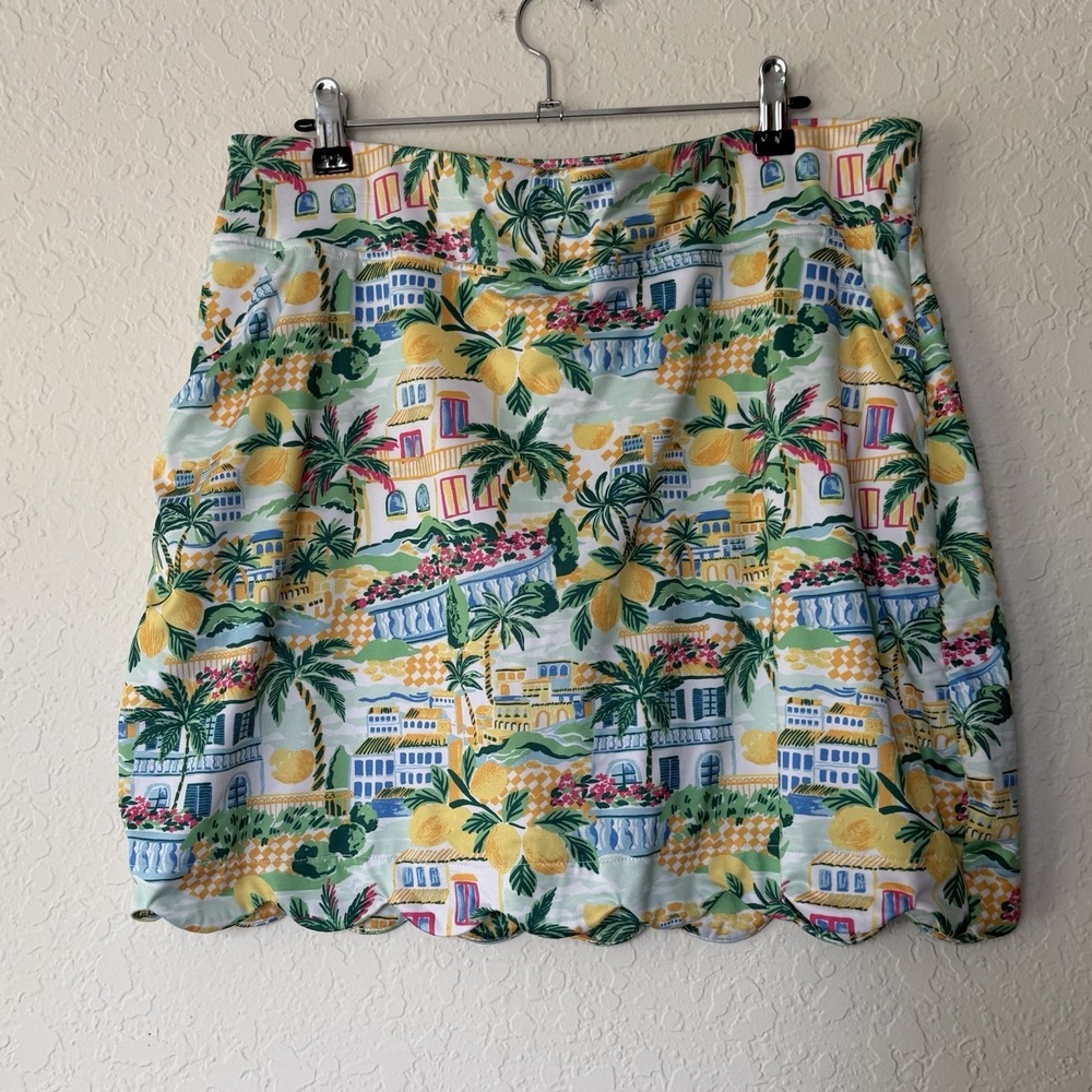 Emerald 18 Womens Golf Skirt Skort Large Tennis Pickleball Pull On Lemons Preppy